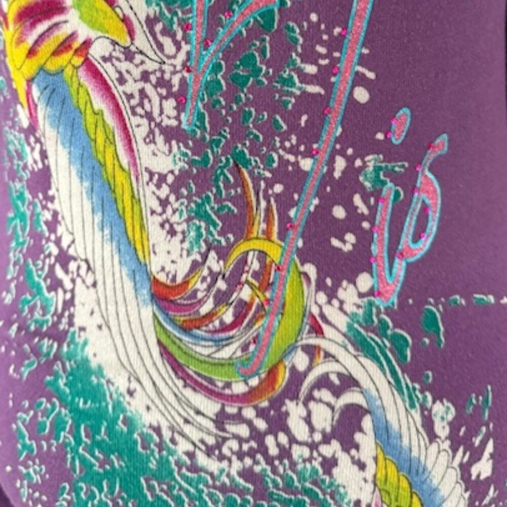 Ed Hardy Sweater Dress Beauty Graphic Print Rhinestone Purple Long Sleeves M EUC - Picture 10 of 16